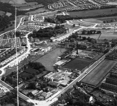 Holybrook Mills at Greengates, Bradford, 1948. This image has been produced from a print marked by Aerofilms Ltd for photo editing.