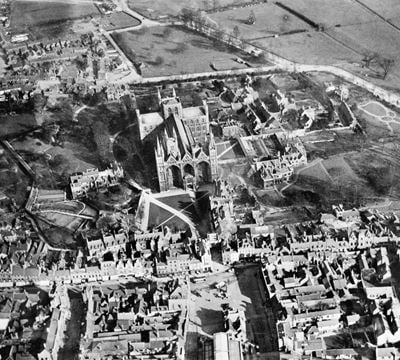 The Cathedral Church of St Peter, St Paul and St Andrew, Peterborough, 1924. This image has been produced from a copy-negative.
