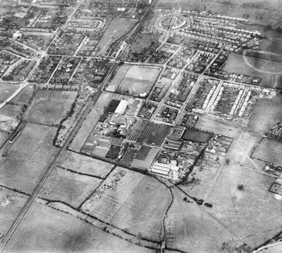 The British Ericsson Telephone Works and environs, Beeston, 1937. This image has been produced from a copy-negative.