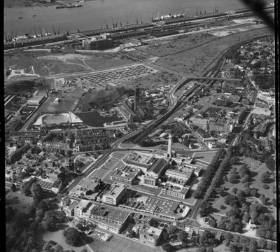 The Civic Centre and environs, Southampton, 1957