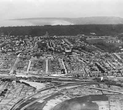 View over Weston-Super-Mare and the station, Weston-Super-Mare, from the south, 1920