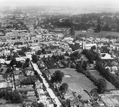 General view of the town centre, Chipping Barnet, from the south-west, 1920