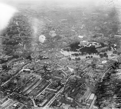 General view of the town centre, Norwich, from the west, 1920