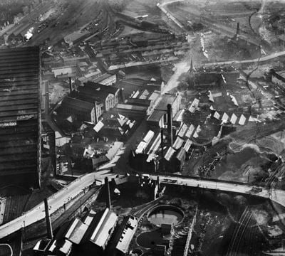 The Citadel Railway Station and factories on James Street, Carlisle, 1928
