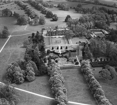Knebworth House and gardens and St Mary's Church, Old Knebworth, 1935