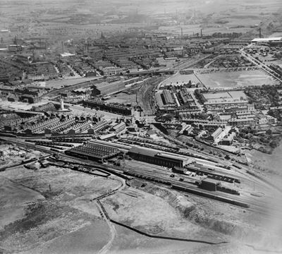 The Buckley Wells railway depot and environs, Bury, from the west, 1935
