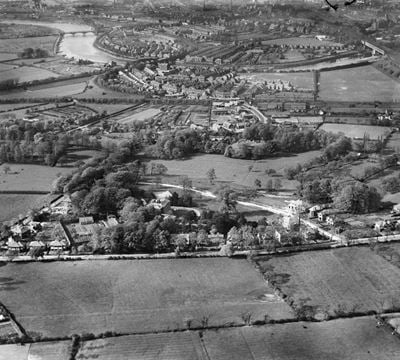 Penwortham Hall, Park Lane under construction and environs, Middleforth Green, from the south, 1936