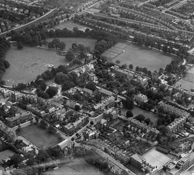 The Park, Spa Field and the city centre, Gloucester, 1936