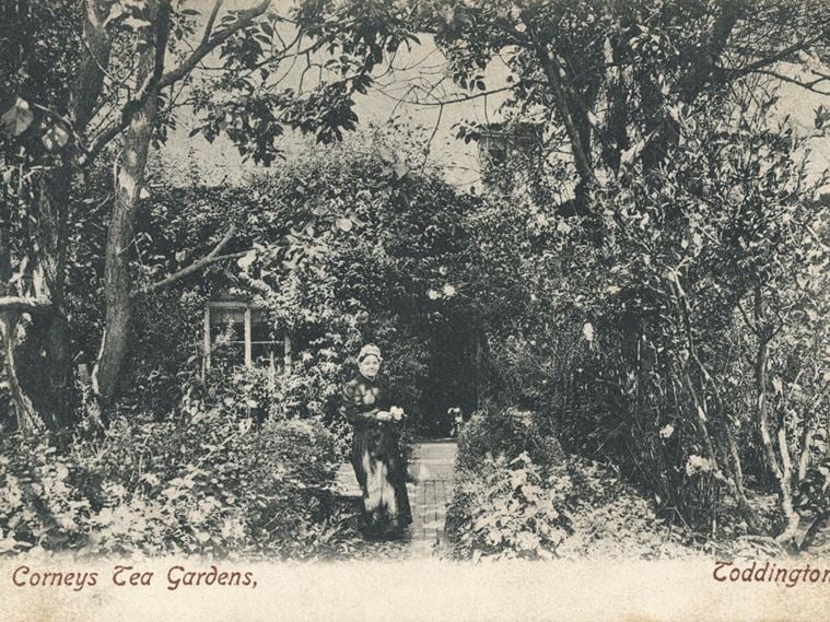 GENERAL VIEW SHOWING WOMAN STANDING IN GARDEN