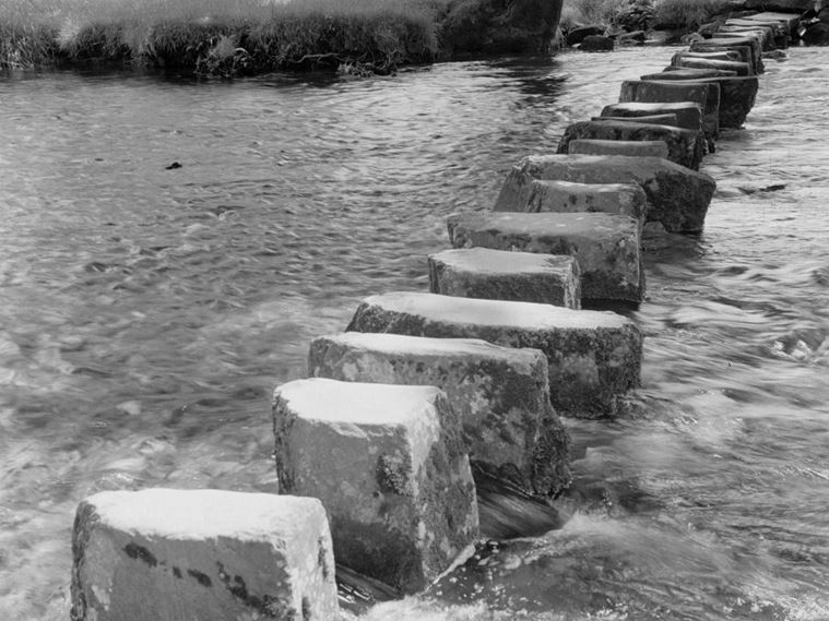 General view of stepping stones in Ambleside.