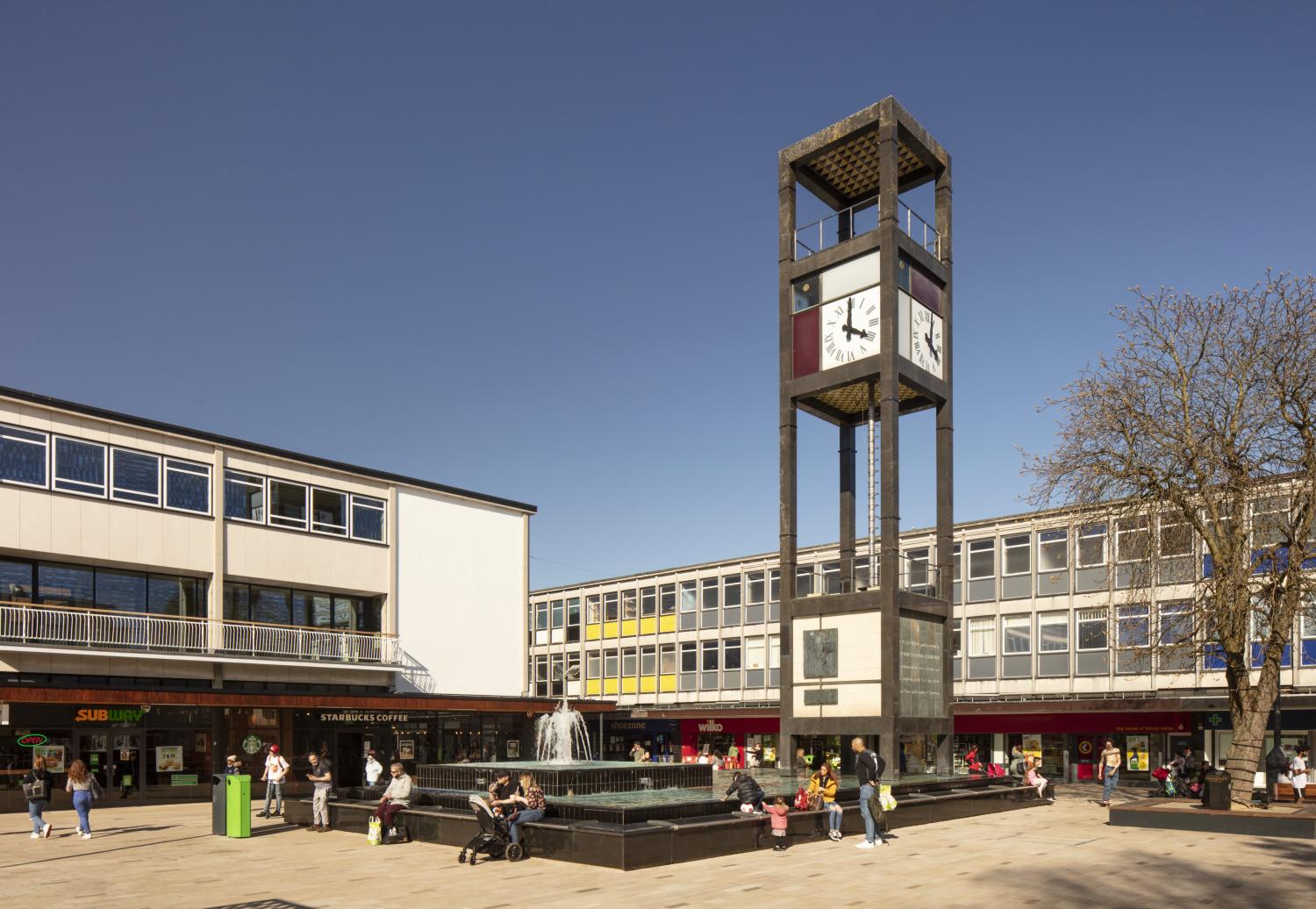 /localA clock tower in a square