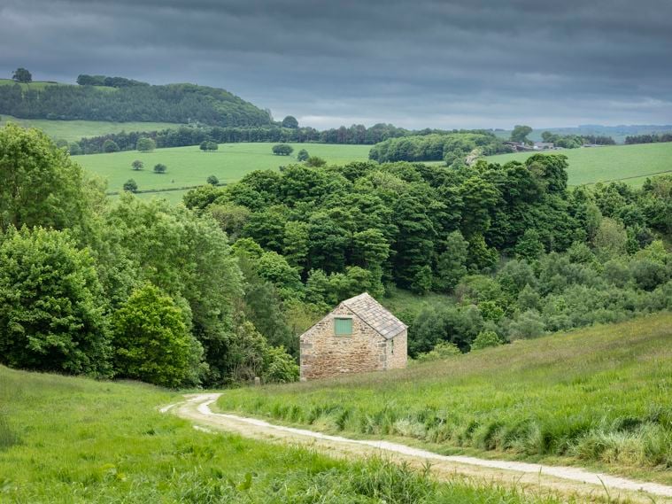 /localA barn in a landscape of fields