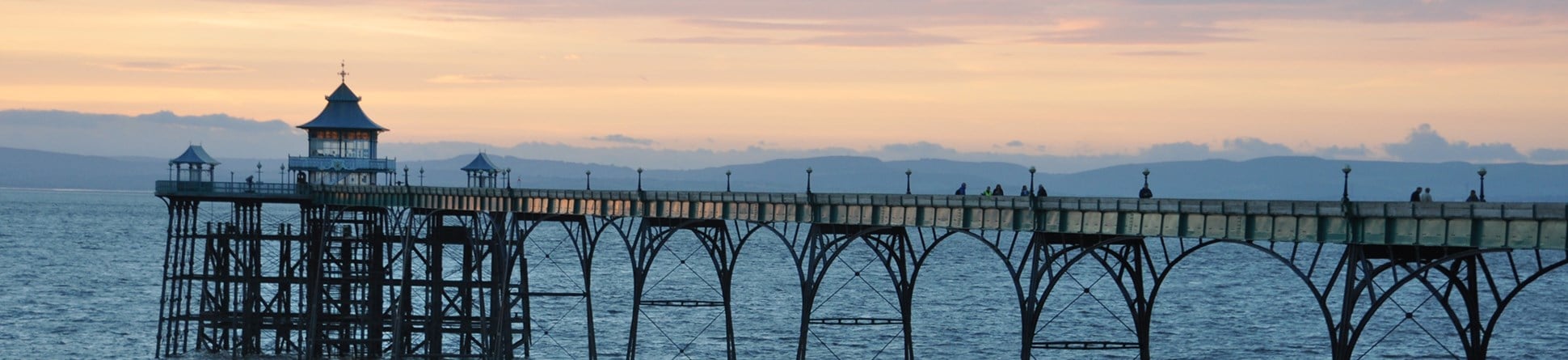 A photo of Clevedon Pier at sunset