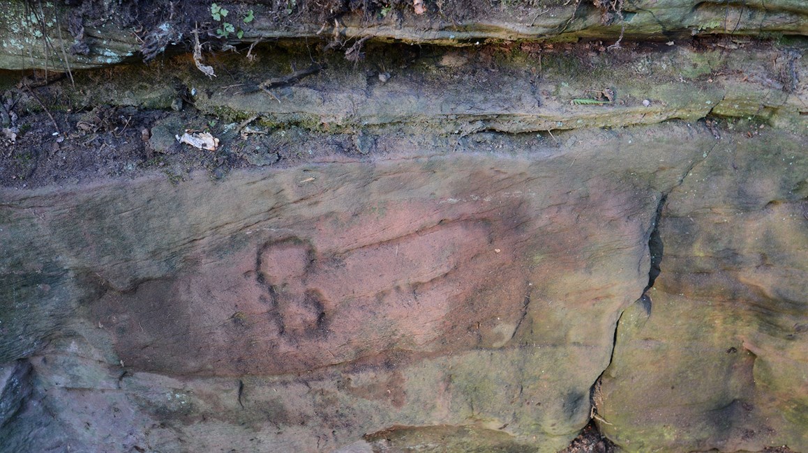 Roman Phallus carved on a wall at Hadrian's Wall quarry