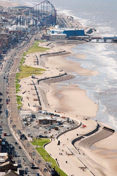 Aerial view from Blackpool Tower of the new seafront