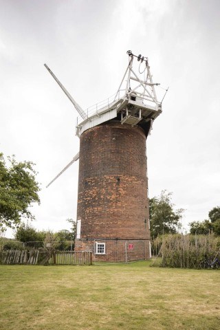 Brick circular windmill tower.