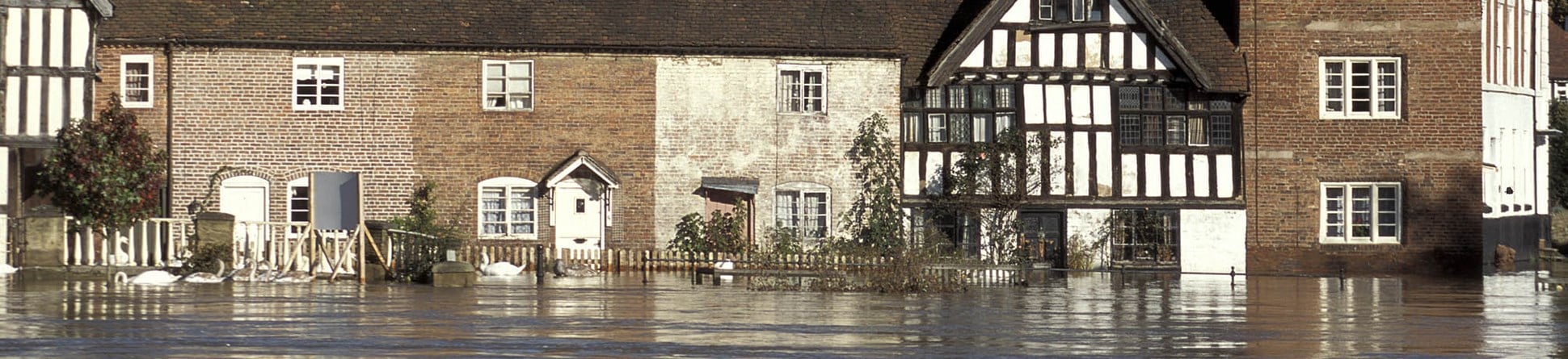 Image of houses flooded after the Severn burst its banks near Bewdley in Worcestershire