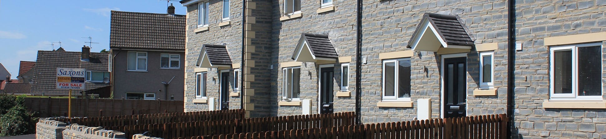 Image of newly built terraced housing in Cheddar, Somerset