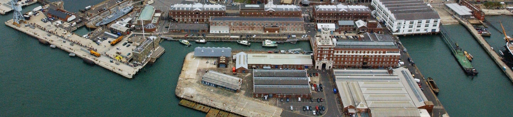 Aerial view of Portsmouth Historic Dockyard