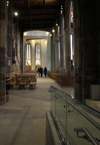 View of the South Aisle of the cathedral including the new ramps which have been installed to increase access.
