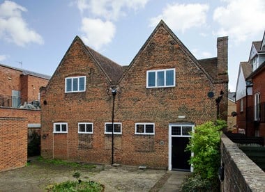Brick building with twin gables