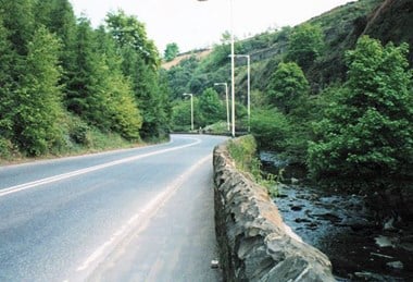 Road winding through gorge