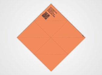 A square piece of orange paper.