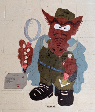 RAF Bentwater, Suffolk, painting of a Warthog ammunition inspector.