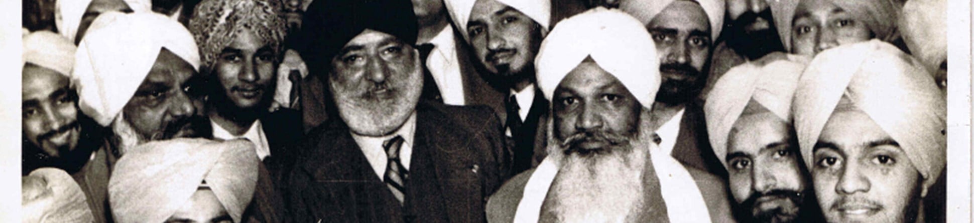 Hardit Singh Malik visiting the Khalsa Jatha British Isles at Sinclair Road, Shepherds Bush, as the Indian High Commissioner to Canada, c.1950