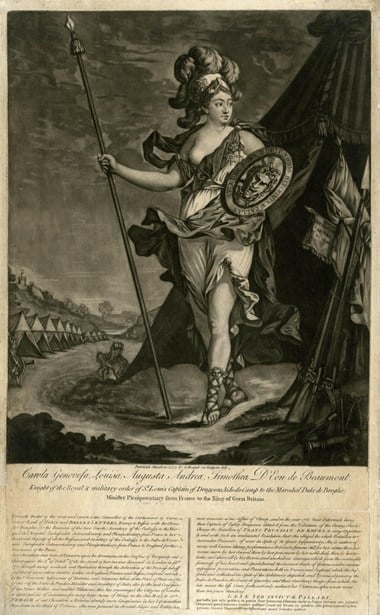 Chevalier D'Eon, 'Carola Genovefa Louisa Augusta Andrea Timothea D'Eon de Beaumont', as Minerva
