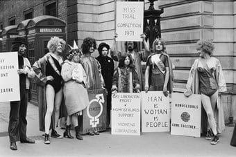 A demonstration by the Gay Liberation Front in Bow Street, London