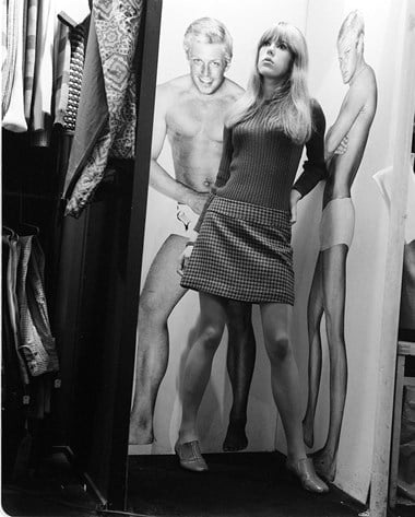 Jenny Boyd in the changing room of the shop