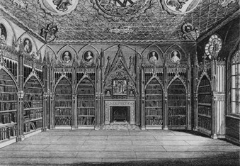 Engraving of the library at Strawberry Hill House