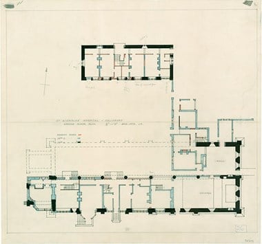 The ground floor plan of St Nicholas' Hospital, Harbledown in Kent