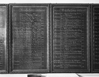 Benefactors' boards at Bethel Hospital, Norwich. 