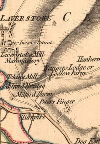 Laverstock section of Andrews & Dury's map of 1810 showing the Asylum. 