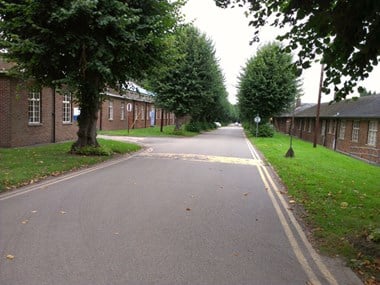 The main driveway at Harperbury hospital (formerly the Middlesex Colony). The sexes were kept strictly segregated either side. 