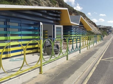Seagull and Windbreak: the world's fully accessible beach huts, Boscombe, Devon.