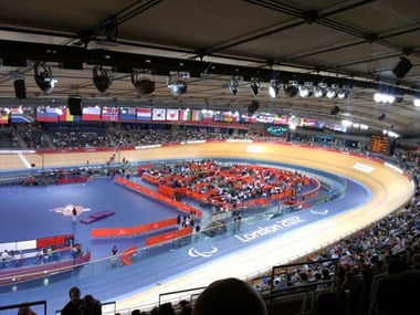 The Velodrome in use at the 2012 Paralympic Games, London.
