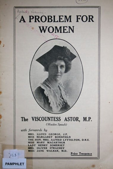 Nancy Astor’s maiden parliamentary speech as Britain’s first woman MP, 1919. © & source The Women’s Library.
