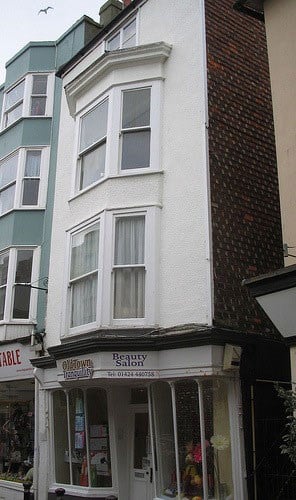 The Grade II-listed building containing Mr Winter's Victorian shop at 59 George Street, Hastings where a copy of the Married Women's Rights petition was available for signing in 1855. 
© Rosie Sherrington (2010). Source Historic England. NMR.