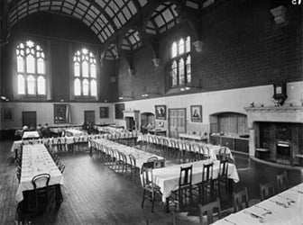 The original dining room at Girton College, Cambridge, built from 1873.