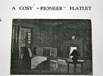 An illustration of the 1936 studio apartment on offer from Women's Pioneer Housing Ltd.