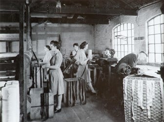 Women working in the ribbon room at the Barford Brother's factory, c. 1940