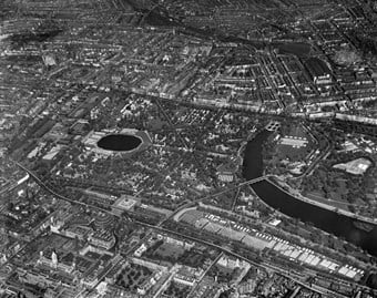 Kensington Gardens and Hyde Park, 1937, transformed into a vast army encampment