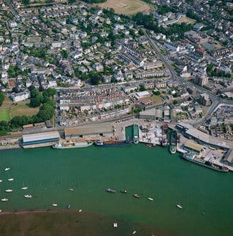 Aerial view of Teignmouth and harbour