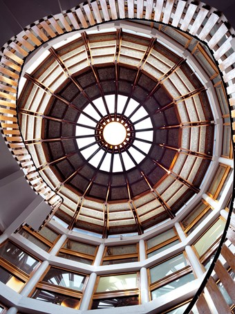 Detail of interior showing spiral stair and lantern