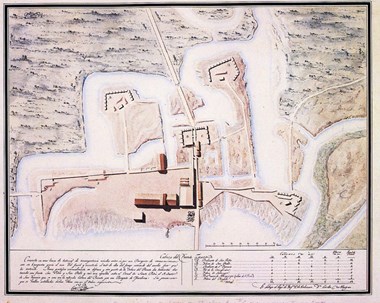 Plan showing layout of the defended causeway and bridge of the Real Carenero © UCA