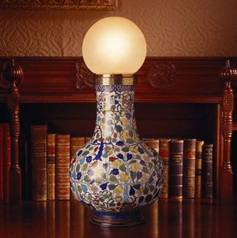 A cloisonné enamel vase converted to an electric lamp