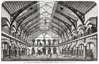 The German Gymnasium, Kings Cross, London - illustration from The Builder, 1866